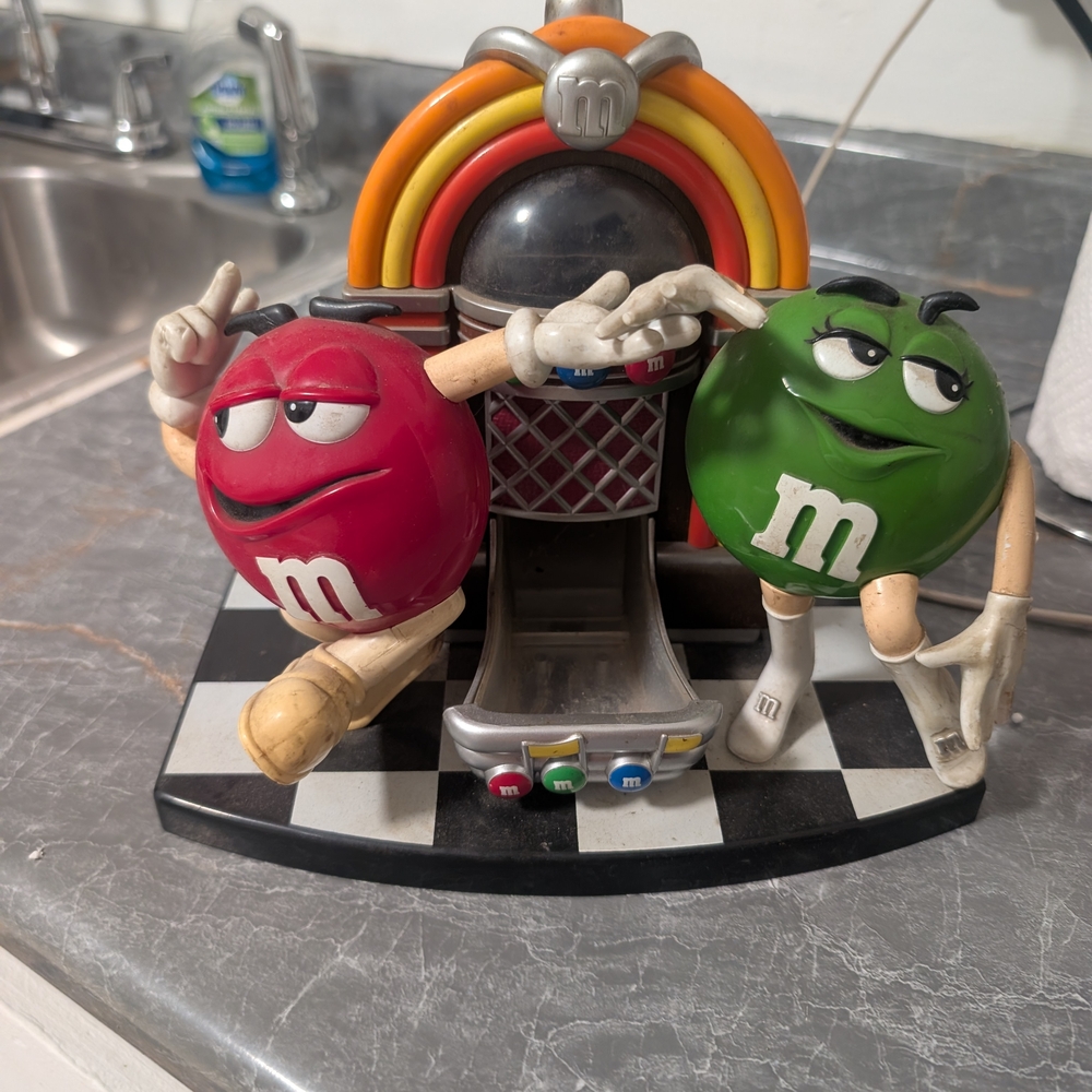 M&M's Candy Dispenser with Red and Green Characters